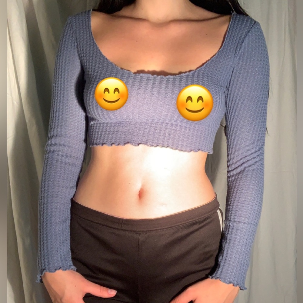Shein Dark Blue Cropped Long Sleve Xs